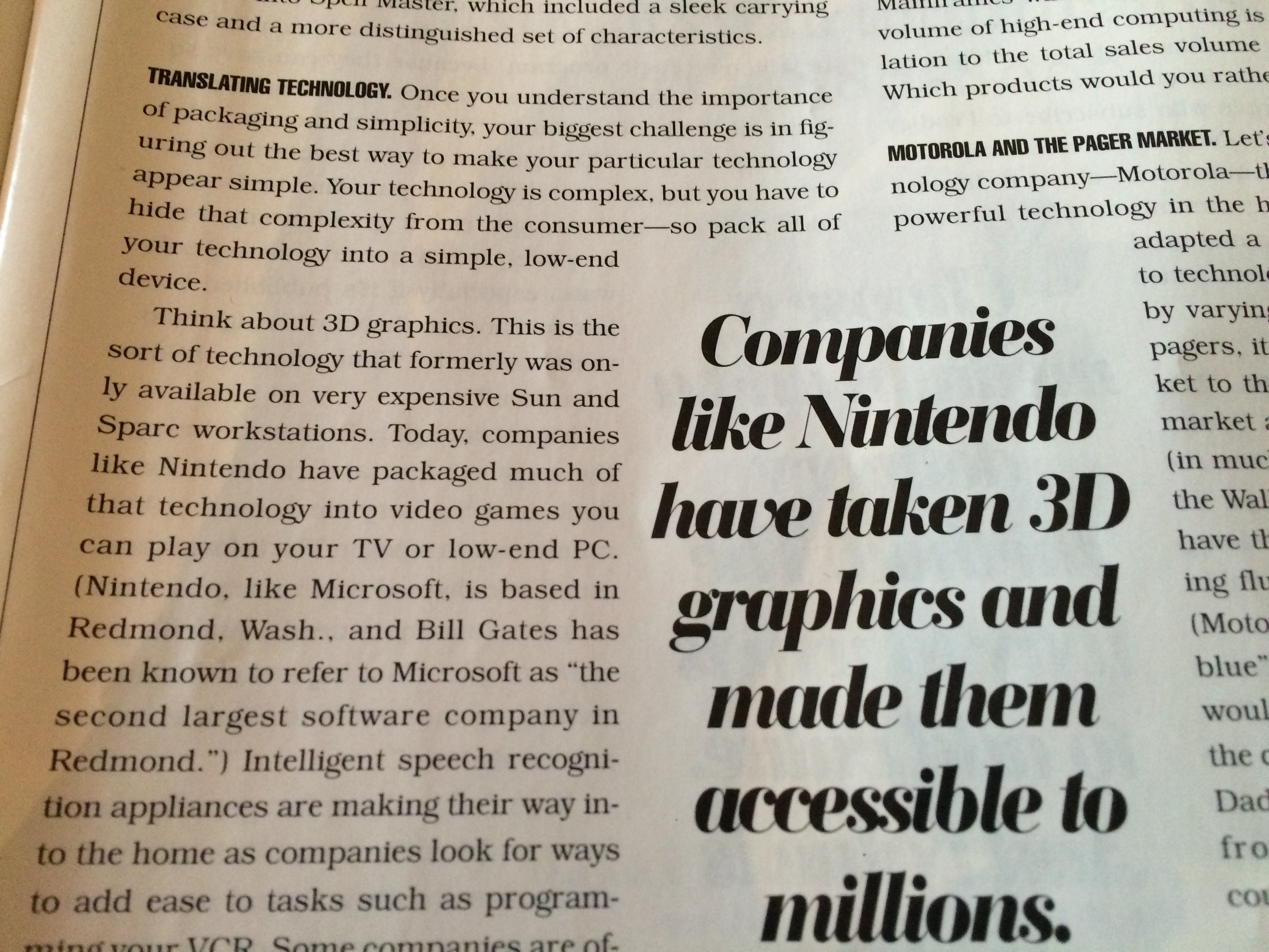 Magazine article about Nintendo and 3D graphics