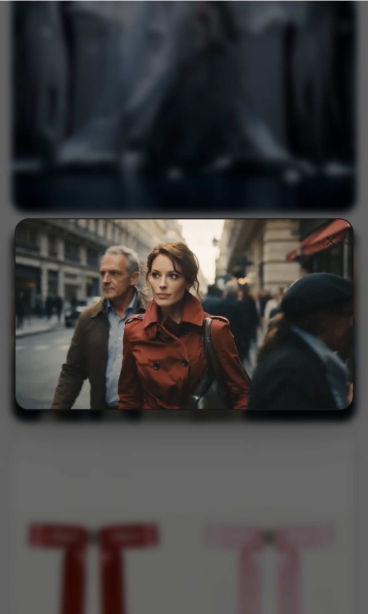 AI-generated SeedDance image of woman in red coat on city street