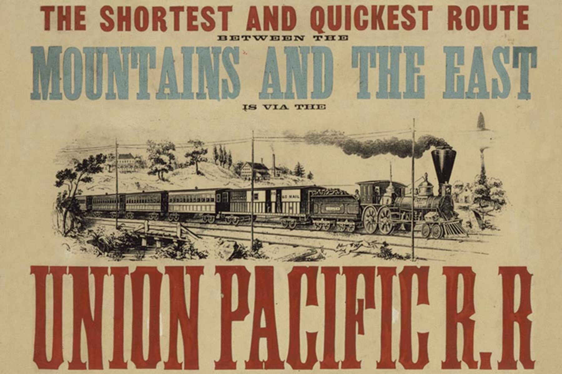 1867 Union Pacific Railroad advertisement poster